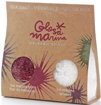 Condimento preparado de sal marina gruesa con flor de hibiscus + sal marina gruesa